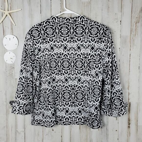 Dressbarn Button Down Blouse Black White Size XL - Picture 2 of 11